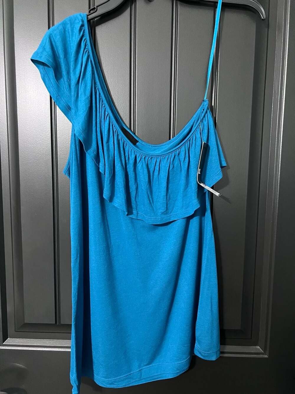 Mossimo One-Shoulder Ruffle Tank Top Teal XL